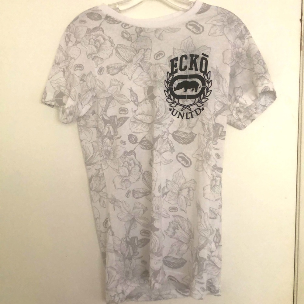 Ecko Unltd Lotus flowers white S tee shirt